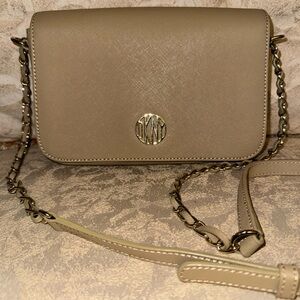 DKNY Beige Crossbody Bag with Chain Strap